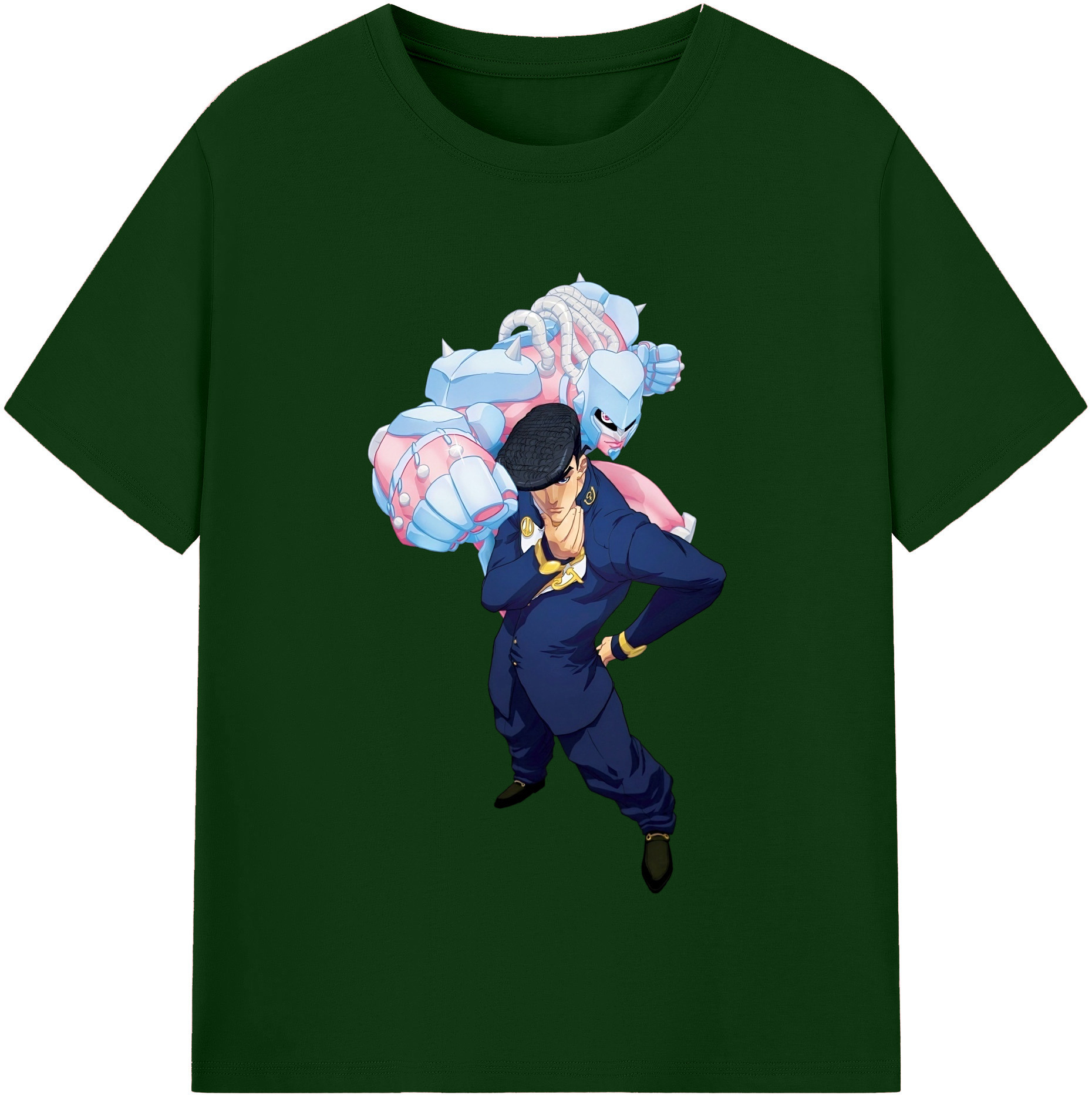 （画像用） ジョジョの奇妙な冒険 ひがしかた じょうすけ JoJo's Bizarre Adventure Higashikata Josuke 綿100％半袖Tシャツ（フロントプリント）